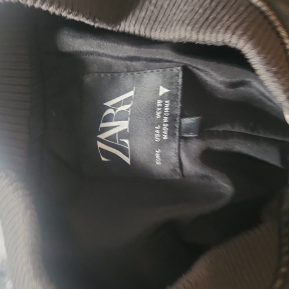 COPY - Brown FAUX LEATHER BOMBER JACKET - Picture 2 of 2